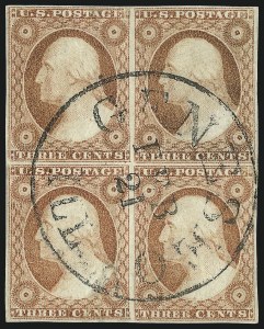 Sale 1017, Lot 411, 3c 1851-56, Dull Red, Shades, Varieties and Cancels (Scott 11-11A)
