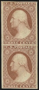 Sale 1017, Lot 424, 3c 1851-56, Claret, Unused (Scott 11-11A)