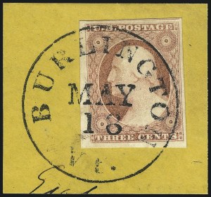 Sale 1017, Lot 437, 3c 1851-56, Claret, Imprint and Corner Margin Copies (Scott 11-11A)