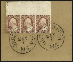 Sale 1017, Lot 448, 3c 1851-56, Claret, Sheet Margin Copies (Scott 11-11A)