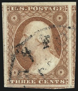 Sale 1017, Lot 449, 3c 1851-56, Claret, Sheet Margin Copies (Scott 11-11A)