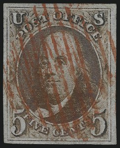 Sale 1017, Lot 46, 5c 1847 Issue (Scott 1-1d)