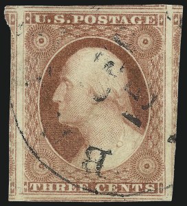 Sale 1017, Lot 467, 3c 1851-56, Claret (Scott 11-11A)