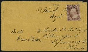 Sale 1017, Lot 482, 3c 1851-56, Claret, Plate Cracks (Scott 11A var)