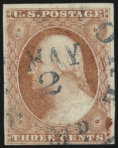 Sale 1017, Lot 484, 3c 1851-56, Pink and Plum (Scott 11A var)