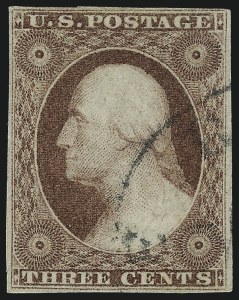 Sale 1017, Lot 486, 3c 1851-56, Pink and Plum (Scott 11A var)