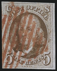 Sale 1017, Lot 49, 5c 1847 Issue (Scott 1-1d)