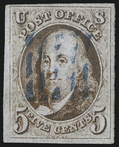 Sale 1017, Lot 53, 5c 1847 Issue (Scott 1-1d)