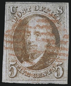 Sale 1017, Lot 55, 5c 1847 Issue (Scott 1-1d)
