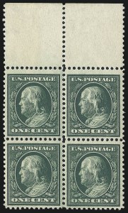 Sale 1019, Lot 742, 1909 Washington-Franklin Bluish Paper (Scott 357-366, 369)