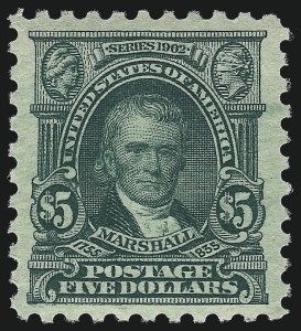Sale 1019, Lot 853, 1916-17 Washington-Franklin Issues (Scott 462-480), $5.00 Light Green (480) Sale 1019, Lot 853, 1916-17 Washington-Franklin Issues (Scott 462-480)