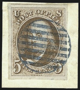 Sale 1024, Lot 13, 5c 1847 Issue Shades (Scott 1 shades)
