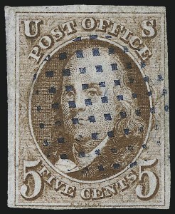 Sale 1024, Lot 14, 5c 1847 Issue Shades (Scott 1 shades)
