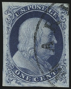 Sale 1024, Lot 20, 1c 1851-56 Issue (Scott 5-9)