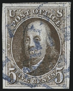 Sale 1024, Lot 6, 5c 1847 Issue Shades (Scott 1 shades)