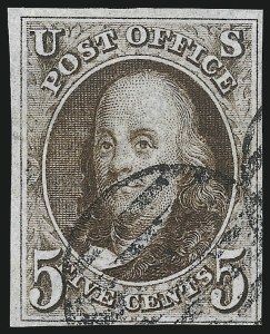 Sale 1024, Lot 8, 5c 1847 Issue Shades (Scott 1 shades)