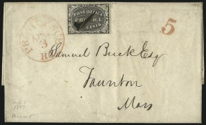 Sale 1025, Lot 30, Postmasters Provisionals: Providence R.I.