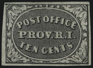 Sale 1026, Lot 1105, Postmasters Provisionals, Providence R.I., 10c Gray Black (10X2) Sale 1026, Lot 1105, Postmasters Provisionals