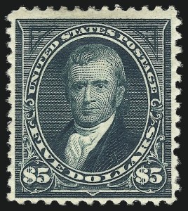 Sale 1026, Lot 1334, 1894-95 Bureau Issues (Scott 250-284), $5.00 Dark Green (263) Sale 1026, Lot 1334, 1894-95 Bureau Issues (Scott 250-284)