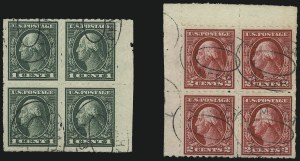 Sale 1028, Lot 375, 1912-14 Perf 12 Double-Line Watermark Issue-New Designs (Scott 405-422)