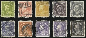 Sale 1028, Lot 380, 1912-14 Perf 12 Double-Line Watermark Issue-New Designs (Scott 405-422)
