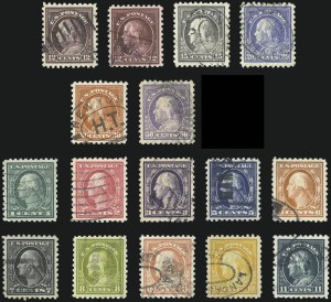Sale 1028, Lot 386, 1913-15 Perf 10 Single-Line Watermark Issue (Scott 424-447)