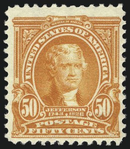 Sale 1033, Lot 4175, 1902-08 Issue (Scott 305-322), 50c Orange (310) Sale 1033, Lot 4175, 1902-08 Issue (Scott 305-322)