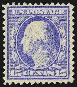 Sale 1033, Lot 4205, Louisiana Purchase and 1908-12 Issues (Scott 327-396), 15c Pale Ultramarine (382) Sale 1033, Lot 4205, Louisiana Purchase and 1908-12 Issues (Scott 327-396)