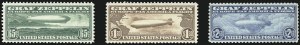 Sale 1037, Lot 2211, Air Post, Graf Zeppelin Issues (Scott C13-C15, C18)