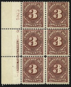 Sale 1037, Lot 2290, Postage Due Featuring Blocks and Plate Blocks (Scott J31-J75)