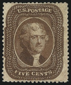 Sale 1040, Lot 1245, 5c-10c 1857-60 Issue (Scott 27-35), 5c Orange Brown, Ty. II (30) Sale 1040, Lot 1245, 5c-10c 1857-60 Issue (Scott 27-35)