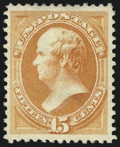 Sale 1040, Lot 1427, 1873-75 Bank Note Issue (Scott 156-179), 15c Yellow Orange (163) Sale 1040, Lot 1427, 1873-75 Bank Note Issue (Scott 156-179)