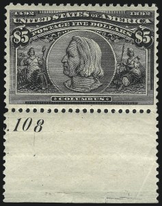 Sale 1040, Lot 1510, 1893 Columbian Issue, $1.00-$5.00, Singles (Scott 241-245)