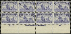 Sale 1040, Lot 1526, 1893 Columbian Issue, Multiples (Scott 230-240)