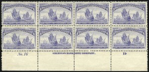 Sale 1040, Lot 1528, 1893 Columbian Issue, Multiples (Scott 230-240)