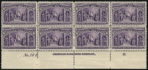 Sale 1040, Lot 1534, 1893 Columbian Issue, Multiples, cont. incl. Panes & Sheets (Scott 230-245)
