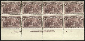 Sale 1040, Lot 1539, 1893 Columbian Issue, Multiples, cont. incl. Panes & Sheets (Scott 230-245)