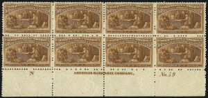 Sale 1040, Lot 1546, 1893 Columbian Issue, Multiples, cont. incl. Panes & Sheets (Scott 230-245)
