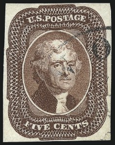 Sale 1050, Lot 112, 3c-12c 1851-56 Issue (Scott 10-17), 5c Red Brown (12) Sale 1050, Lot 112, 3c-12c 1851-56 Issue (Scott 10-17)