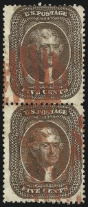 Sale 1050, Lot 164, 5c-90c 1857-60 Issue and 1875 Reprint (Scott 27-46), 5c Brown, Ty. II (30A) Sale 1050, Lot 164, 5c-90c 1857-60 Issue and 1875 Reprint (Scott 27-46)