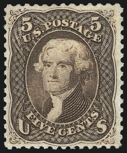 Sale 1050, Lot 204, 1861-66 Issue (Scott 56-77), 5c Brown (76) Sale 1050, Lot 204, 1861-66 Issue (Scott 56-77)