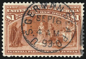 Sale 1050, Lot 373, $1.00-$5.00 1893 Columbian Issue (Scott 241-245)