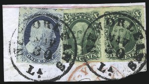 Sale 1050, Lot 94, 1c 1851-56 Issue (Scott 5A-9)
