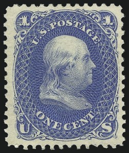 Sale 1061, Lot 3520, 1875 Re-Issue of 1861-66 Issue (Scott 102-106), 1c Blue, Re-Issue (102) Sale 1061, Lot 3520, 1875 Re-Issue of 1861-66 Issue (Scott 102-106)