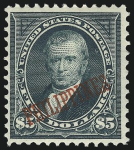 Sale 1067, Lot 1906, U.S. Possessions: Philippines, 1898-1903, PHILIPPINES, 1901, $5.00 Dark Green (225) Sale 1067, Lot 1906, U.S. Possessions: Philippines, 1898-1903