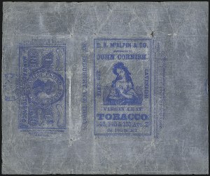 Sale 1067, Lot 407, Revenues: Tax-Paid Tobacco Issues on Tin-Foil