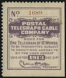 Sale 1067, Lot 769, Revenues: Hunting Permits thru Telegraph