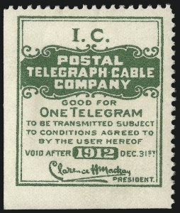 Sale 1067, Lot 770, Revenues: Hunting Permits thru Telegraph