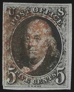 Sale 1067, Lot 863, 1847 Issue and 1875 Reproduction of 1847 Issue (Scott 1-4), 5c Dark Brown (1a) Sale 1067, Lot 863, 1847 Issue and 1875 Reproduction of 1847 Issue (Scott 1-4)