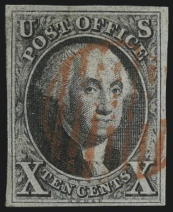 Sale 1067, Lot 869, 1847 Issue and 1875 Reproduction of 1847 Issue (Scott 1-4), 10c Black (2) Sale 1067, Lot 869, 1847 Issue and 1875 Reproduction of 1847 Issue (Scott 1-4)